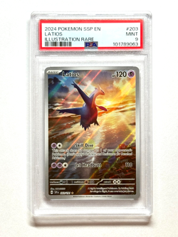 Pokemon TCG Latios 203/191 Sv08: Surging Sparks Illustration Rare Holo PSA 9 - Image 1