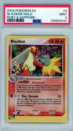 2003 Pokemon Ruby & Sapphire Blaziken Holo #3 PSA 9 Mint - Image 1
