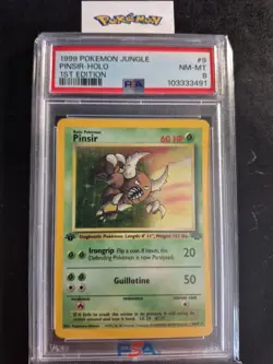 First Edition 1999 Pokemon Jungle 9/64 Pinsir Holo PSA NM-MT 8 - Image 1