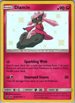 Diancie SV36/SV94 Hidden Fates: Shiny Vault - Pokemon Card - NM - Image 1