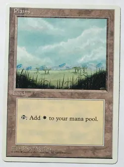 Magic MTG - Plains (Low) - Alternate 4th Fourth Edition Glossy - MP - Image 1