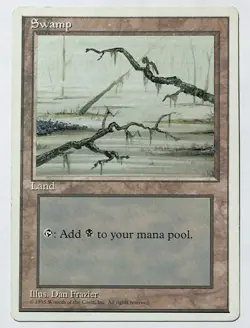 Magic MTG - Swamp (Dark) - Alternate 4th Fourth Edition Glossy - MP - Image 1
