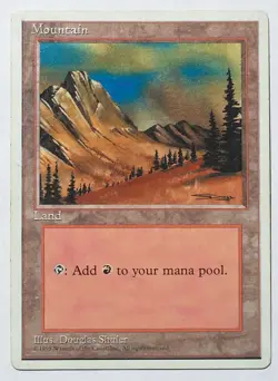 Magic MTG - Mountain (Slope) - Alternate 4th Fourth Edition Glossy - MP - Image 1