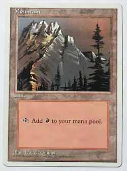 Magic MTG - Mountain (Tall) - Alternate 4th Fourth Edition Glossy - MP - Image 1