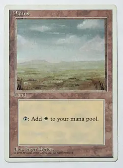 Magic MTG - Plains (Even) - Alternate 4th Fourth Edition Glossy - MP - Image 1