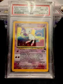 PSA 8 MEW 9 WOTC BLACK STAR PROMO HOLO SWIRL POKEMON LEAGUE NM- MINT SWIRL - Image 1