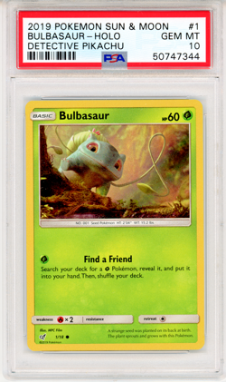 2019 Pokemon Sun & Moon Bulbasaur - Holo Dectective Pikachu- PSA 10 - #1 Genuine - Image 1