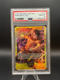 One Piece Portgas D. Ace OP07-119 SEC Secret Rare PRB02 EN PSA 10 GEM MINT - Image 1