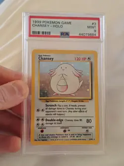 PSA 9 MINT 1999 Pokemon Chansey 3/102 Base Set Unlimited HOLO - Image 1