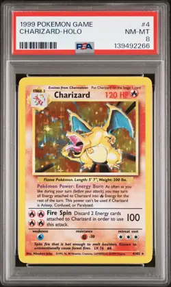 1999 POKEMON GAME #4 CHARIZARD-HOLO PSA 8 - Image 1
