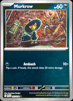 Murkrow 57/94 Reverse Holo Phantasmal Flames - Pokemon TCG - Mint - Image 1