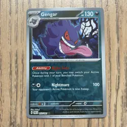 Pokemon Card Gengar Paldean Fates Reverse Holo Rare 057/091 Pack Fresh Toploaded - Image 1