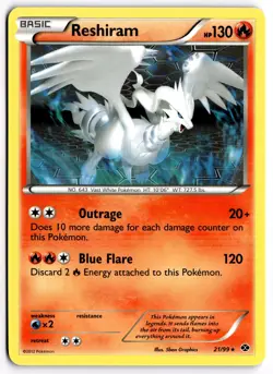 Pokemon TCG Reshiram 21/99 Black & White: Next Destinies Regular Rare NM/M - Image 1