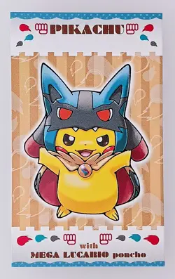 Pikachu with Mega Lucario Poncho Pokemon Center Business Card From Japan - Image 1