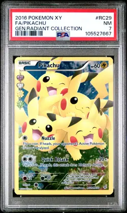 2016 POKEMON XY GENERATIONS RADIANT COLL #RC29 FULL ART/PIKACHU PSA 7 - Image 1