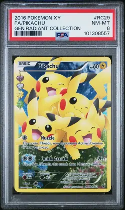 2016 POKEMON XY GENERATIONS RADIANT COLLECTION #RC29 FULL ART/PIKACHU PSA 8 - Image 1