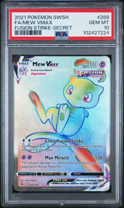 2021 POKEMON SWORD & SHIELD FUSION STRIKE SECRET #268 FULL ART/MEW VMAX PSA 10 - Image 1