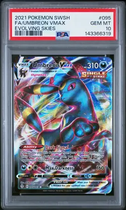 2021 POKEMON SWORD & SHIELD EVOLVING SKIES #095 FULL ART/UMBREON VMAX PSA 10 - Image 1