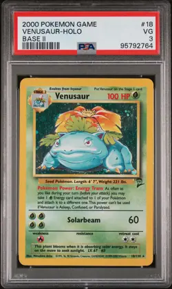 2000 POKEMON BASE SET 2 #18 VENUSAUR-HOLO PSA 3 - Image 1