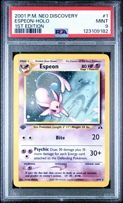 2001 POKEMON NEO DISCOVERY 1ST EDITION #1 ESPEON-HOLO PSA 9 - Image 1