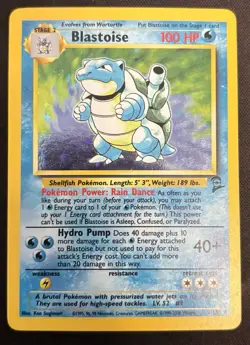 Pokemon Blastoise Base Set 2 2/102 Holo Rare MP Condition - Image 1