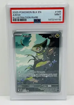 🔥2025 Pokemon Black Bolt Illustration Rare Axew #145 PSA 9!🔥 - Image 1