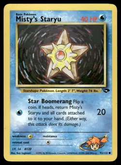 Pokemon Cards Misty's Staryu 92/132 Unlimited Gym Challenge WOTC Common LP - Image 1