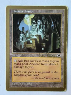 Ancient Tomb ~ Gold Border 1999 World Championship MTG. Played - Image 1