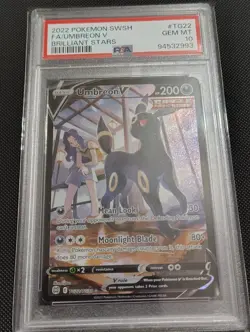 2022 POKEMON SWORD & SHIELD BRILLIANT STARS #TG22 FULL ART/UMBREON V PSA 10 - Image 1