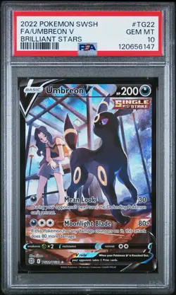 2022 POKEMON SWORD & SHIELD BRILLIANT STARS #TG22 FULL ART/UMBREON V PSA 10 - Image 1