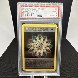 Graded PSA 9 RAINBOW ENERGY #80 2000 Pokemon Rocket 1ST EDITION MINT - Image 1
