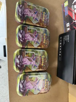 Pokemon TCG | Scarlet & Violet | Prismatic Evolutions Mini Tin – Espeon x4 - Image 1