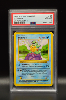 Squirtle 1999 Pokemon Shadowless Base Set #63 WOTC PSA 8 Newly Graded - Image 1