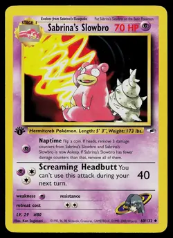 Pokemon Card - Sabrina's Slowbro Gym Heroes 60/132 Uncommon 1st Edition - Image 1