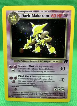 Pokemon TCG Dark Alakazam 1/82 Unlimited Holo Rare Team Rocket 1999 Vintage - Image 1