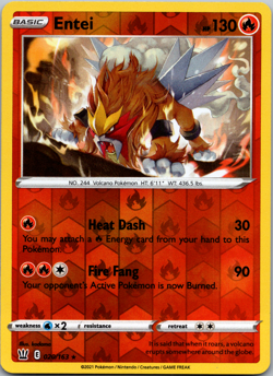 Entei 020/163 - Battle Styles - Rare - Reverse Holo - Near Mint - Pokemon TCG - Image 1