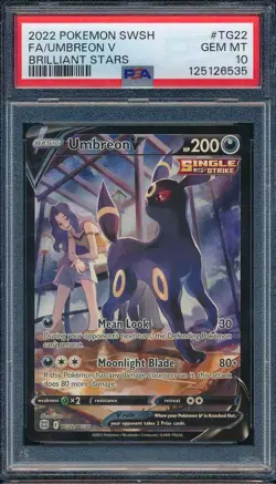 2022 Pokemon Sword & Shield TG22 Full Art Umbreon V Brilliant Stars PSA 10 6535 - Image 1