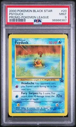 Psyduck 20/53 Wotc Black Star Promo 2000 Pokemon League PSA 9 MINT - Image 1