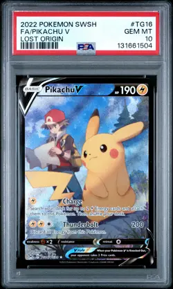 2022 POKEMON SWORD & SHIELD LOST ORIGIN #TG16 FULL ART/PIKACHU V PSA 10 - Image 1