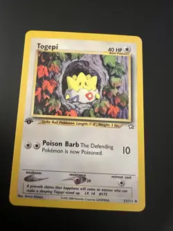 Togepi 51/111 Neo Genesis 1st Edition 2000 Pokemon Card Uncommon LP - Image 1