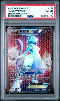 2015 POKEMON XY BREAKTHROUGH #158 FULL ART/MEWTWO EX PSA 8 - Image 1