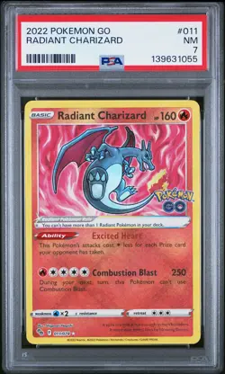 2022 POKEMON GO #011 RADIANT CHARIZARD PSA 7 - Image 1