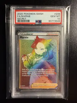 Pokemon TCG Marnie Full Art Secret Rare Holo Sword & Shield 208/202 PSA 10 - Image 1