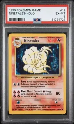 1999 POKEMON BASE SET UNLIMITED #12 NINETALES-HOLO PSA 6 New Cert - Image 1