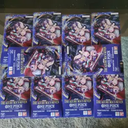 One Piece OP14 - THE AZURE SEA’S SEVEN - Sleeved Blister Booster Packs Lot Of 10 - Image 1