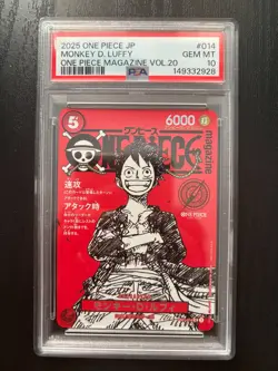 2025 ONE PIECE JPN PROMOS ONE PIECE MAGAZINE VOL.20 #014 MONKEY D. LUFFY PSA 10 - Image 1