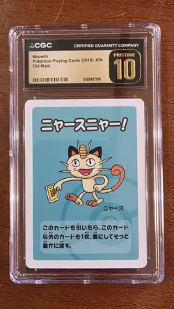 Pokemon Meowth Playing Card Old Maid 2019 Japanese CGC Pristine 10 Graded - Image 1