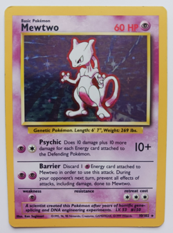Mewtwo Pokemon Card Holo WOTC 10/102 Base Set Rare Vintage 1999 Original MP - Image 1
