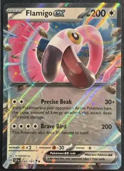 Flamigo EX 160/191 - Ultra Rare Surging Sparks Pokemon TCG Holo - NM/M Card - Image 1