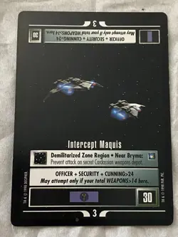 Star Trek CCG 1E Deep Space Nine INTERCEPT MAQUIS Card NEVER PLAYED - Image 1